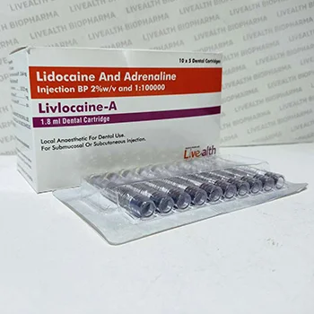 Lidocaine & Adrenaline Injection BP 2% w/v Dental Cartridge